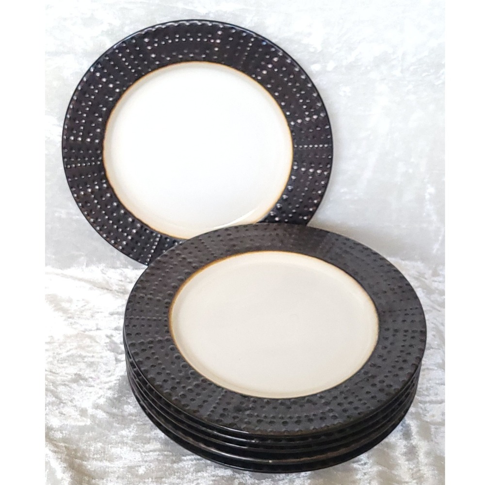 6 Mikasa Metropolitan 9" Salad/Dessert Plates Brown Gourmet Basics metallic